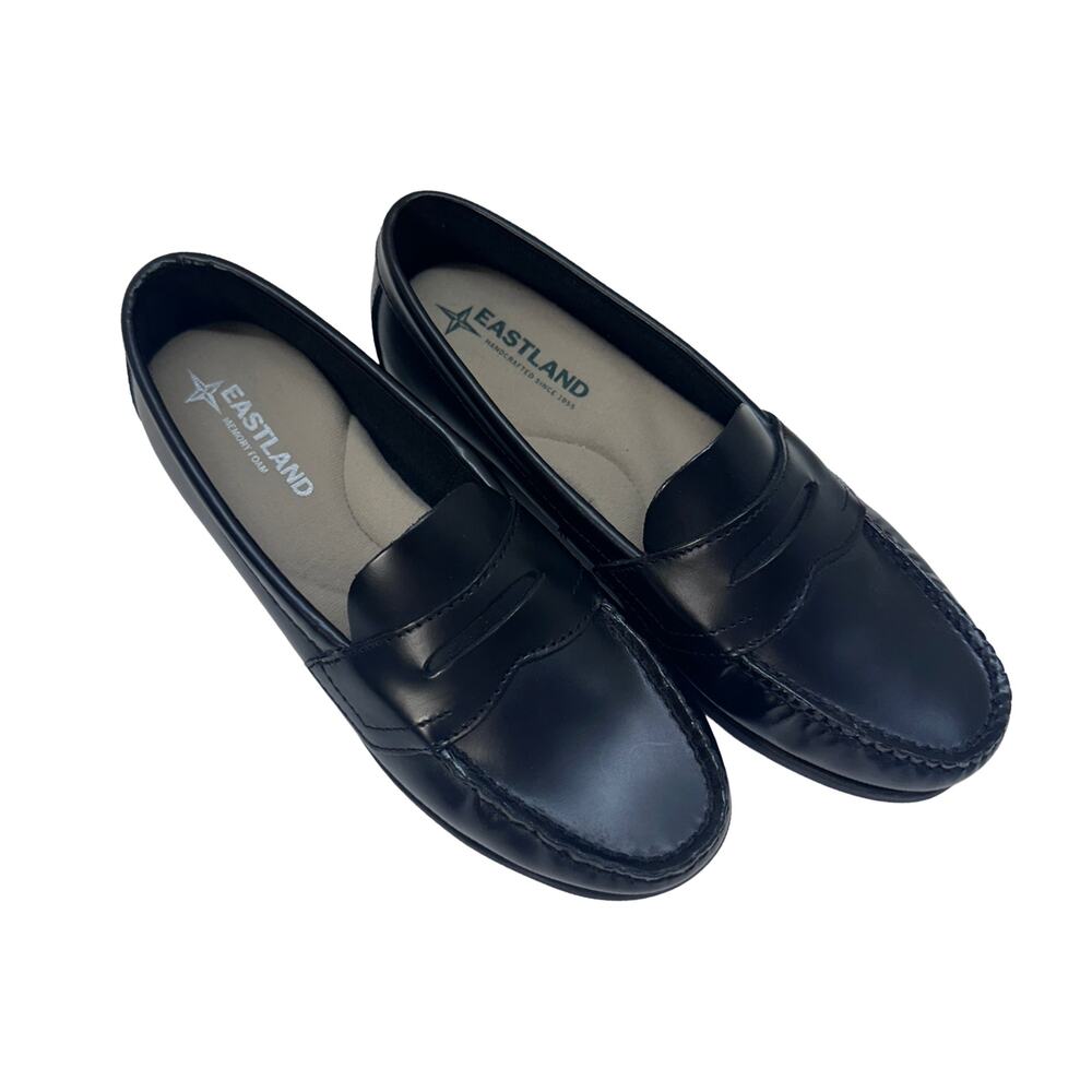 NIB Eastland Black Leather Penny Loafers Womens 5.5 Old Money Prep Chic Modern - Picture 7 of 12